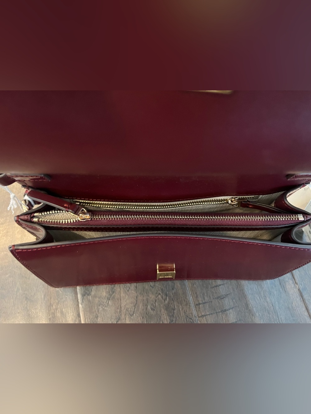 NWT Tory Burch Emerson Patent Convertible Leather Crossbody | Royal Burgundy - Picture 9 of 14